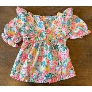 PEPPERMINT Tropical Print Top Shirt Girls size 6-7 years